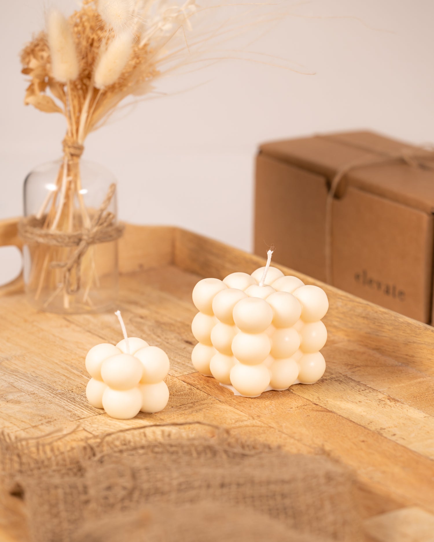 Gold Bubble And Mini Bubble Candle White Soy | Vegan | Ball Cube